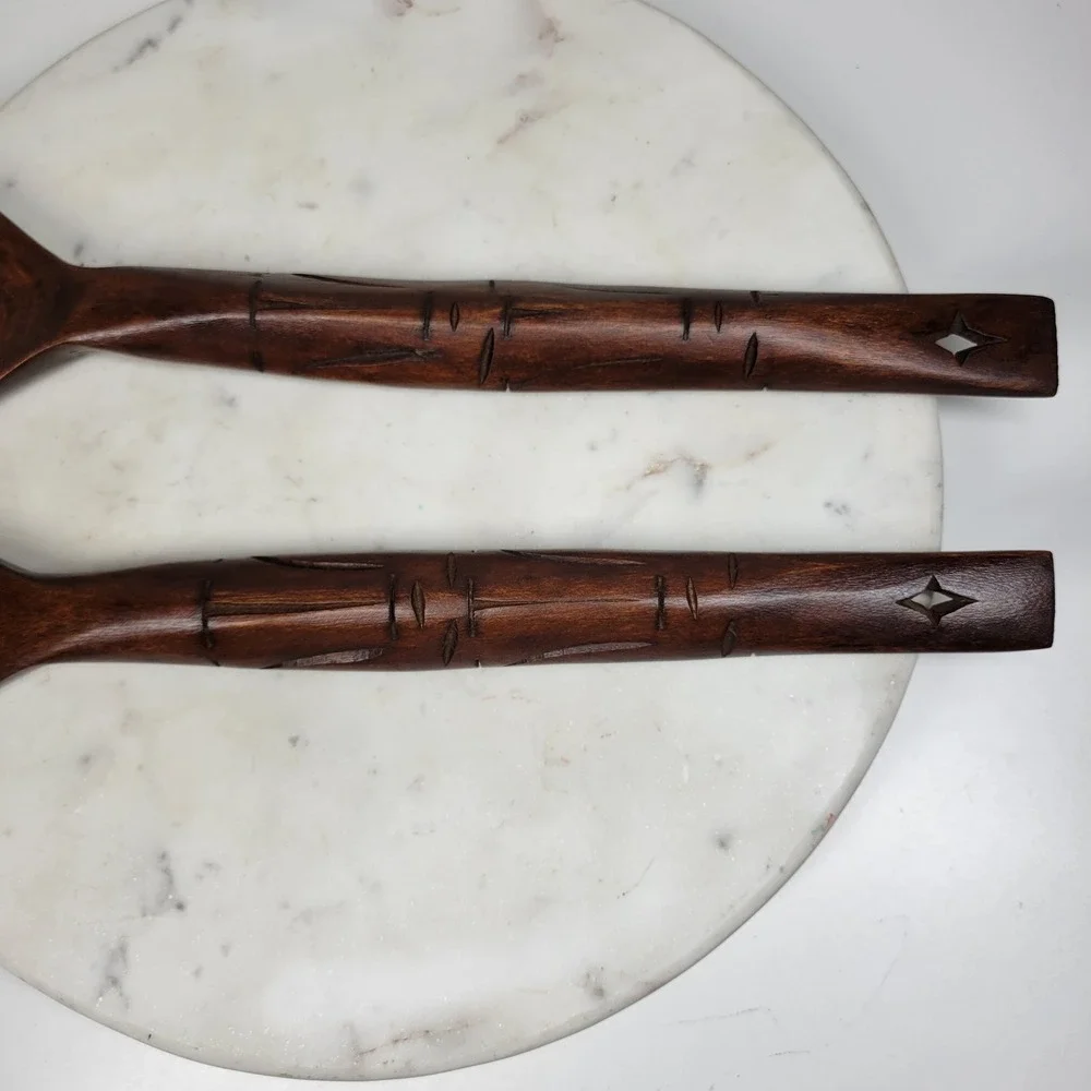 Jumbo Wooden Salad Servers Spoon & Fork 19